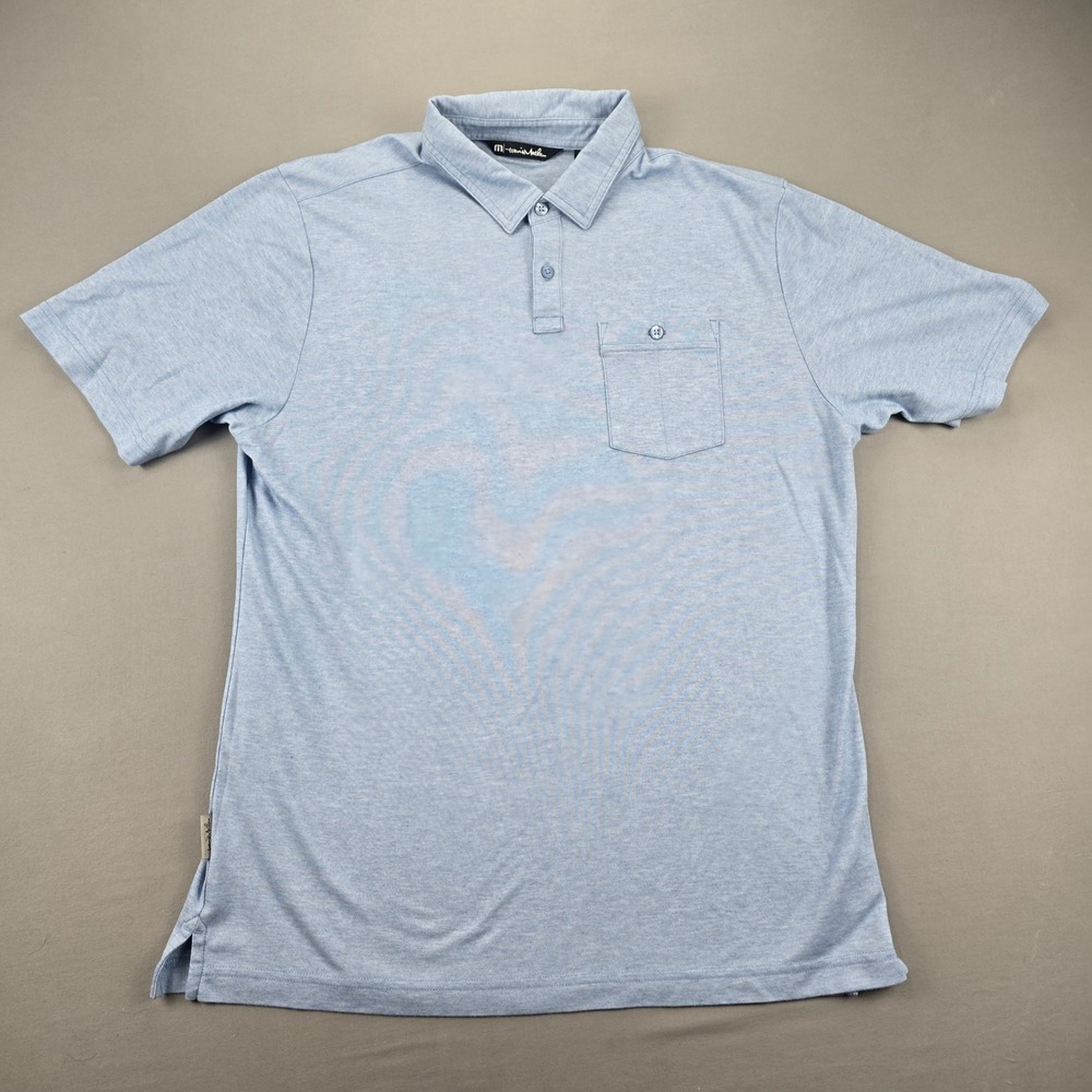 Travis Mathew Light Blue Pima Cotton Pocket Polo Golf Shirt Mens - L